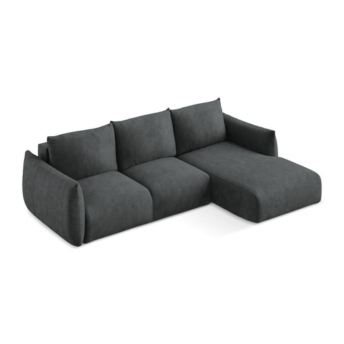 LaMiaSofa hoekbank rechts Savona - chenille stof - donkergrijs - 242x162x90