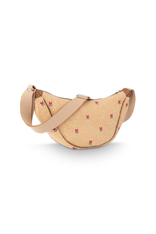 Pip Studio Freya Half Moon Crossbody Tas Teddy Dames - Zand - 34x10x16 cm