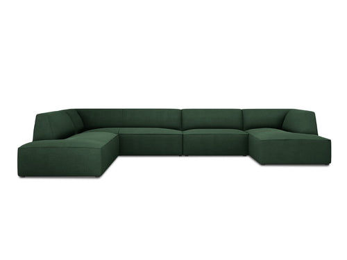 Micadoni Panoramische hoekbank links Ruby 7-zits, structurele stof, groente - 273x366x69cm