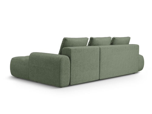 Cosmopolitan Design Converteerbare hoekbank rechts met opbergdoos Linz 3-zits, structurele stof donker olijfgroen - 142x275x84cm