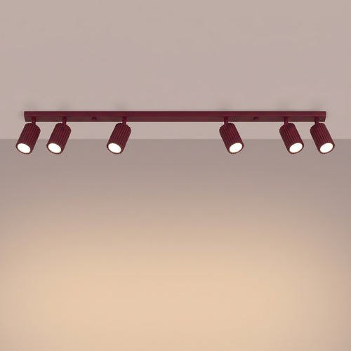 Sollux Lighting Plafondlamp KARBON 6L bordeaux - 117x6,5x16,5cm