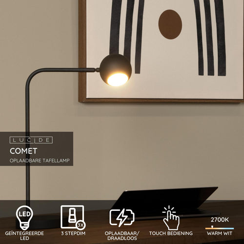 Lucide bureaulamp COMET - Geïntegreerde LED - Zwart - vtwonen shop