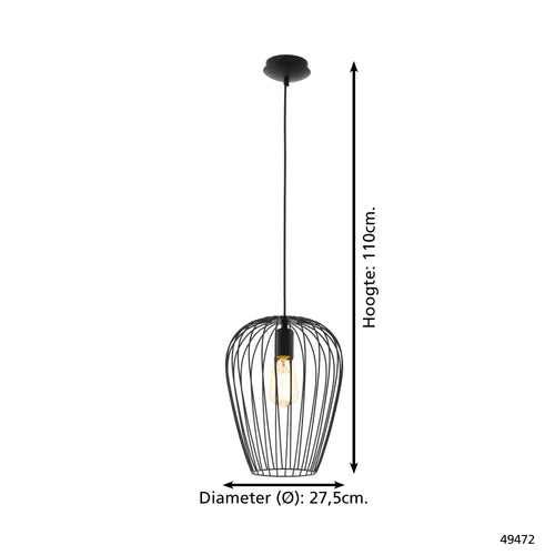 EGLO hanglamp Newtown - e27 - ø 27,5 cm - zwart