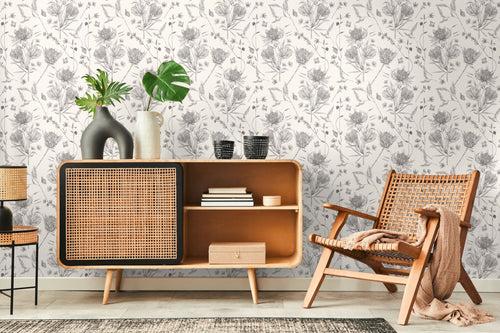 Livingwalls behang bloemen wit en zwart - 53 cm x 10.05 m - AS-394272 - vtwonen shop