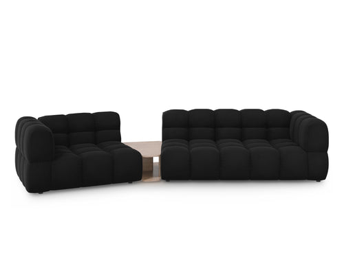 Cosmopolitan Design linker modulaire bank Sky 3-zits, flueel, zwart - 148x353x70cm