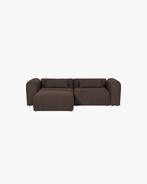noo.ma Yaro 3-zits hoekbank, Chocolate Brown Bouclé, zacht zitcomfort, 263x169,5x69 cm
