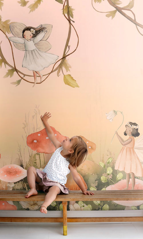 ESTAhome fotobehang elfjes roze en groen - 250 x 279 cm - 159501 - vtwonen shop