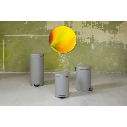 Brabantia NewIcon Pedaalemmer, 12 liter, kunststof binnenemmer - Mineral Concrete Grey