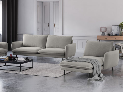 Cosmopolitan Design rechter chaise longue Vienna structurele stof, lichtgrijs - 170x110x95cm