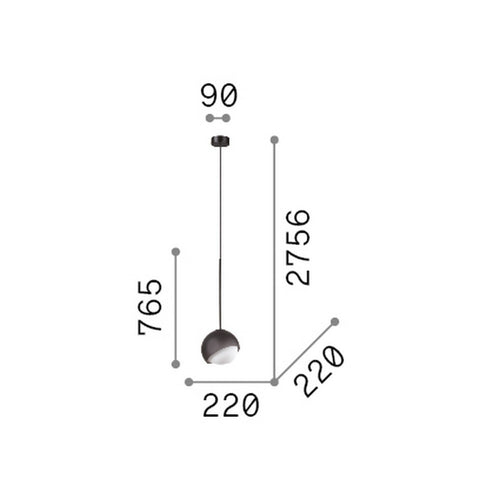Ideal Lux BLOOM 22 cm bolvormige hanglamp voor plafond, messing, 1x E27 fitting