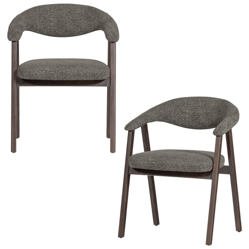 WOOOD eetkamerstoel armleuning grijs Avar - Set Van 2 - 77x60x60
