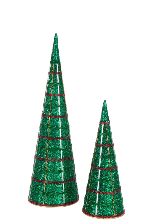 J-Line decoratie Kegel Kralen - ijzer - smaragdgroen - set van 2 - vtwonen shop