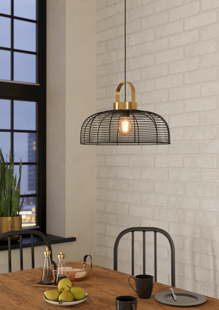 EGLO hanglamp Roundham - e27 - ø 45 cm - zwart/goud - staal - vtwonen shop