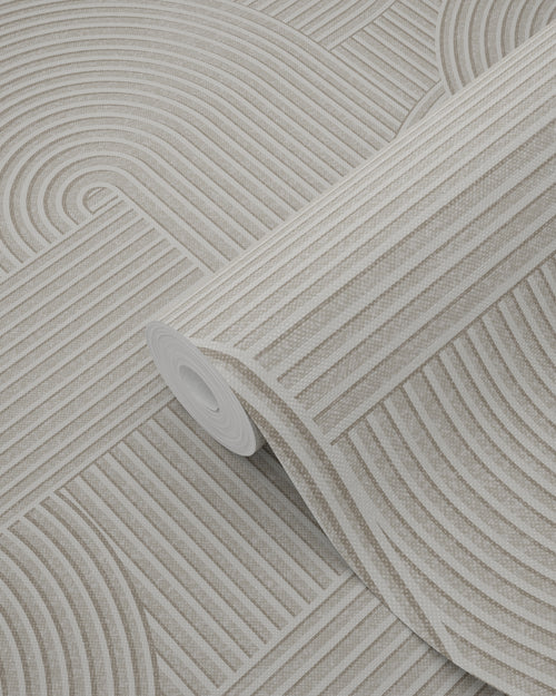 Origin Wallcoverings behang grafisch 3D motief warm grijs - 53 cm x 10.05 m - 348014 - vtwonen shop