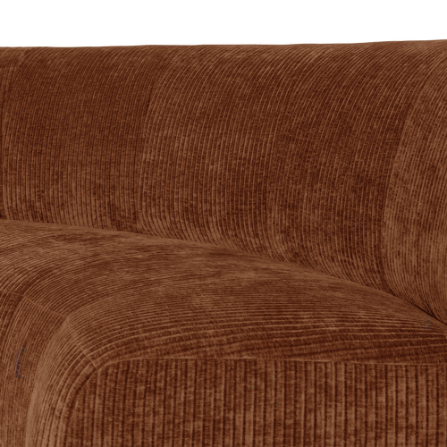 WOOOD eetbank halfronde hoek rugleuning Mojo Base - Rib - R.bruin - 83x152x76