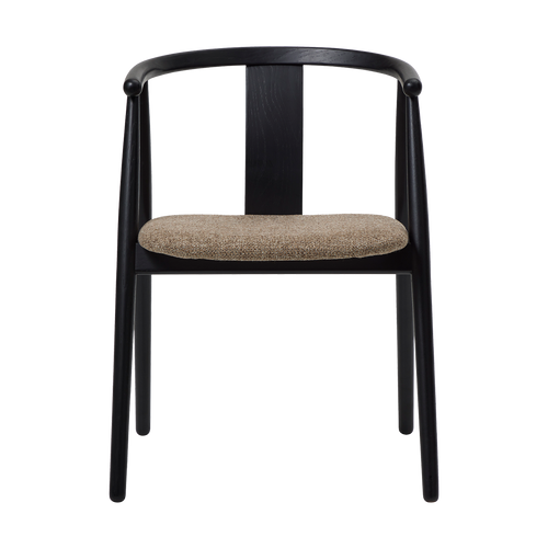 Olivine Kenza Eikenhouten Eetkamerstoel - Zwart met Warm Grijs Zitting - vtwonen shop