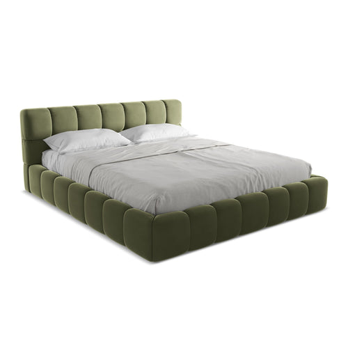 LaMiaSofa Bed met opbergruimte Roma - velours - olijf - 200x228x82