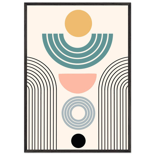Artfulprints Poster met Lijst Boho – Modern sunrise   - 70x100 cm - Meerkleurig