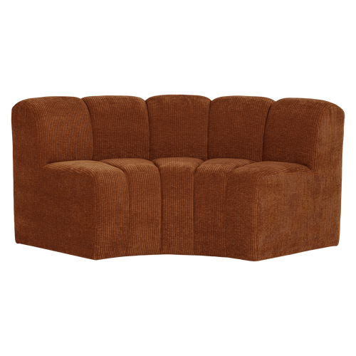 WOOOD eetbank halfronde hoek rugleuning Mojo - Rib - Roestbruin - 83x152x74