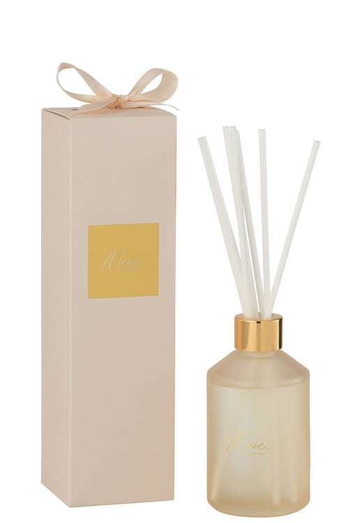 J-Line geurolie + stokjes Merci - Elderflower - beige - 200ml - vtwonen shop