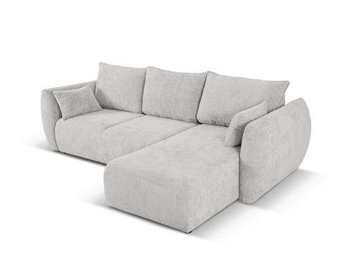 Cosmopolitan Design Converteerbare hoekbank rechts met opbergdoos Matera 4-zits, chenille, lichtgrijs - 173x253x86cm