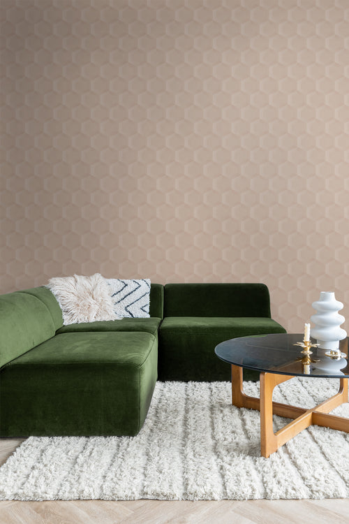 Origin Wallcoverings behang 3d hexagon motief licht roze - 53 cm x 10.05 m - 348020 - vtwonen shop