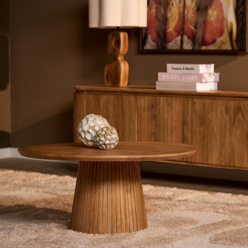 StarFurn Salontafel Solana - Rond Naturel Hout - 80x80x38cm