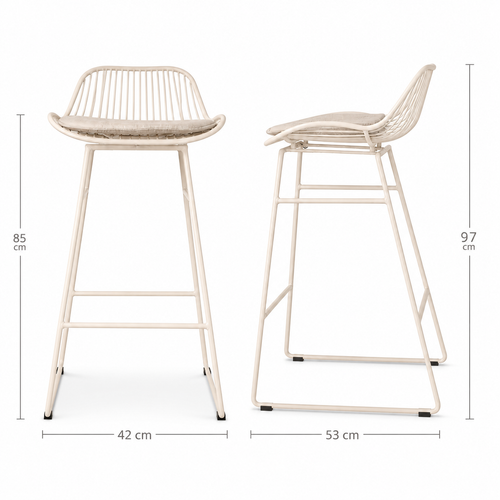 Nolon Pleun Metalen Barkruk Grijsbeige