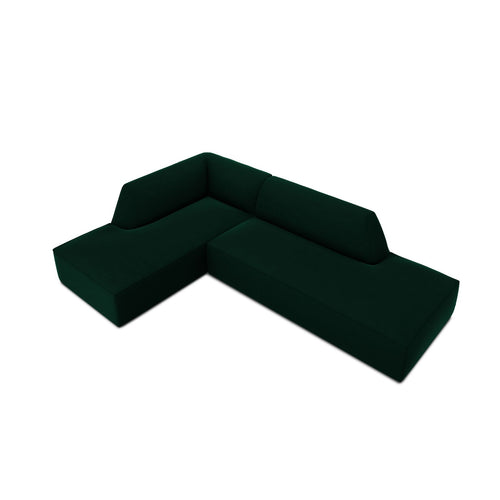 Cosmopolitan Design - Modulaire hoekbank links Siena 4-zits, flueel flessengroen - 180x273x69cm
