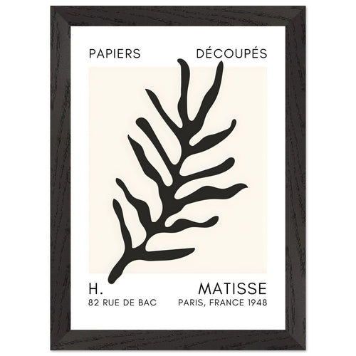 Artfulprints Poster met Lijst Matisse – Ocean flora black   - A4 21x29.7 cm - Zwart