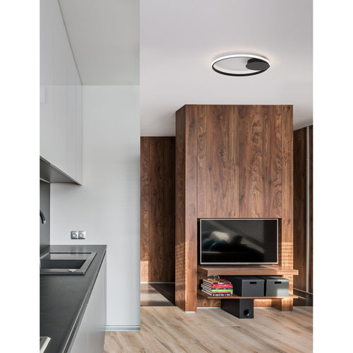 Merano Bellevue 50cm Geïntegreerde LED Semi Flush Light Sandy Zwart Aluminium LED 32W 2320 Lm 3000K