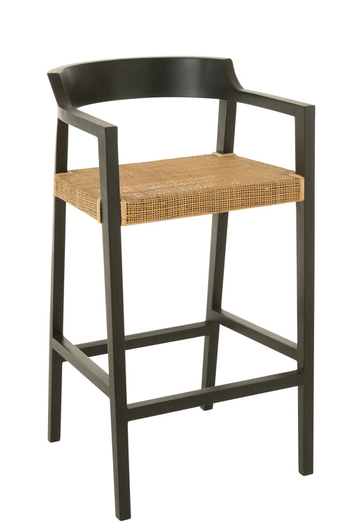 J-Line barstoel Emma - hout - zwart/bruin