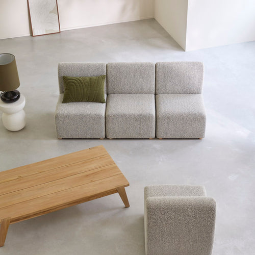 Tikamoon Modulaire 3-zitsbank van massief acacia en grijze stof - Grijs - vtwonen shop