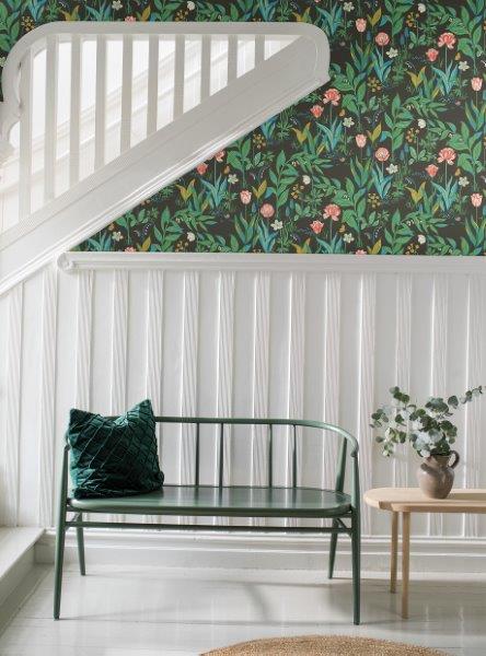 Borastapeter behang bloemen zwart en groen - 53 cm x 10.05 m - 660424 - vtwonen shop