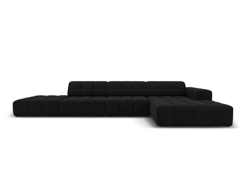 Cosmopolitan Design rechter hoekbank Chicago 5-zits, flueel zwart - 167x348x78cm