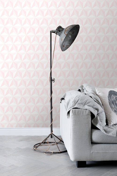 ESTAhome behang grafisch 3D motief licht roze - 53 cm x 10.05 m - 138911
