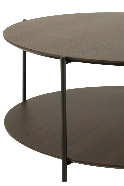 J-Line salontafel Rond - hout/metaal - donkerbruin - small