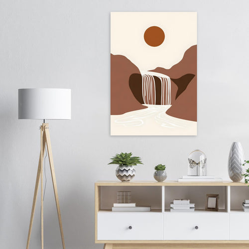 Artfulprints Poster Boho – Warm waterfall   - A4 21x29.7 cm - Bruin