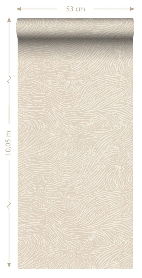 ESTAhome behang 3d golvende lijnen lichtbeige - 53 cm x 10.05 m - 139660