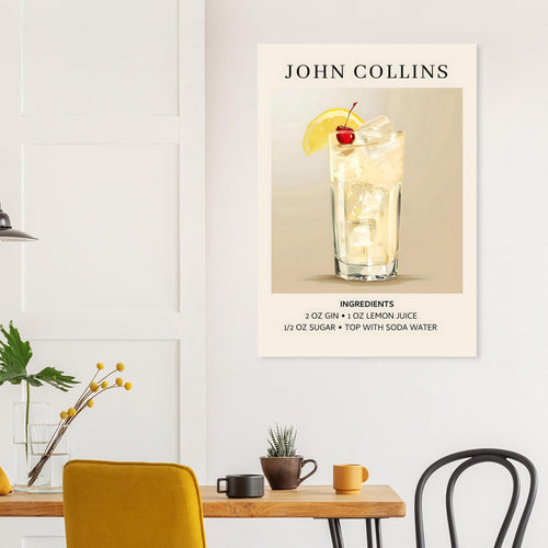 Artfulprints  John Collins cocktail - Ingrediënten   poster A4 21x29.7 cm - vtwonen shop