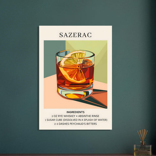 Artfulprints  Sazerac cocktail - Ingrediënten   poster 50x70 cm - vtwonen shop