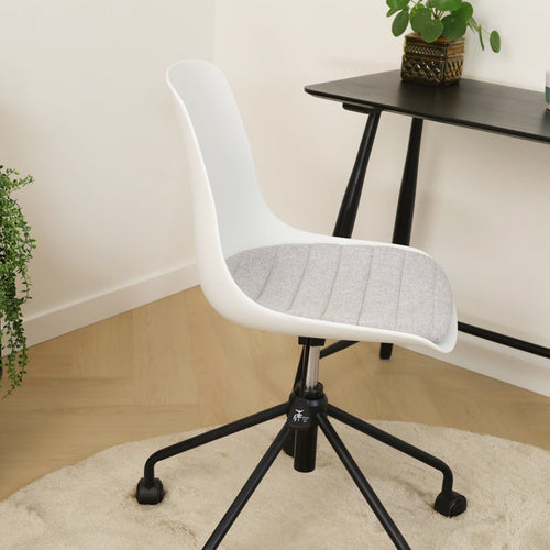 Nolon Nout-Liv Bureaustoel Wit - Lichtgrijs Kussen - Zwart Onderstel