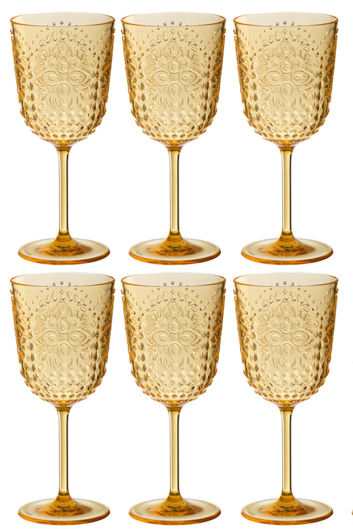 J-Line wijnglas - kusntstof - geel - doos van 6
