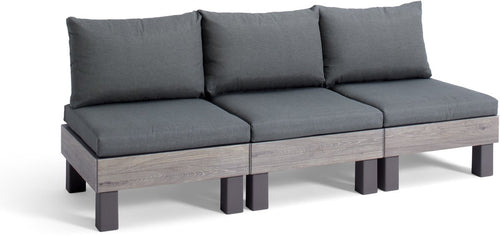 Keter Signature Elements 3-zits Loungebank - met groene kussens - Cappuccino/Ashwood - vtwonen shop