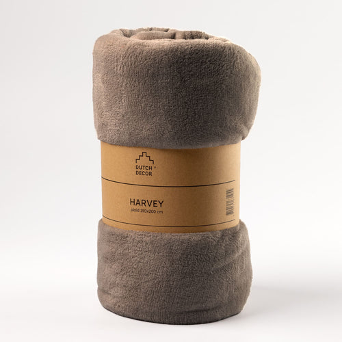 VOORDEELSET - 3-delig - Zaya & Harvey - 2 sierkussens 45x45 cm - 1 plaid 150x200 cm - taupe