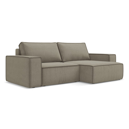 LaMiaSofa hoekbank rechts Livorno - textuurstof - donkerbeige - 257x148x82