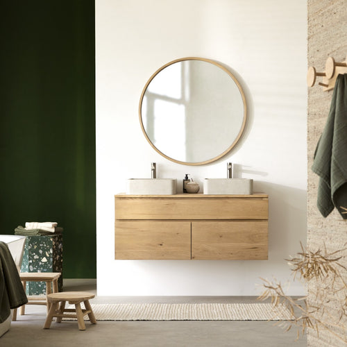 Tikamoon Massief eikenhouten wastafelmeubel 120 cm - Naturel