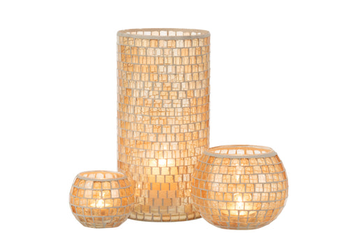 J-Line vaas Mozaiek Rond - glas - oranje - 29 cm hoog - vtwonen shop