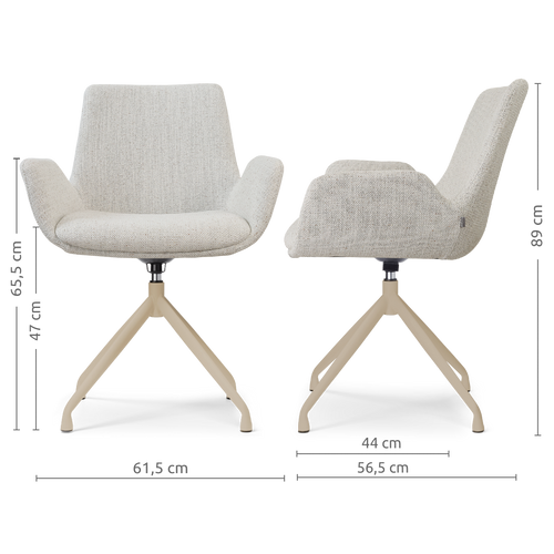 Nolon Nola-Eef draaibare eetkamerstoel beige gemêleerd beige onderstel