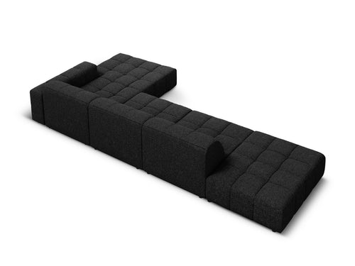 Cosmopolitan Design rechter hoekbank Chicago 5-zits, chenille zwart - 167x348x78cm